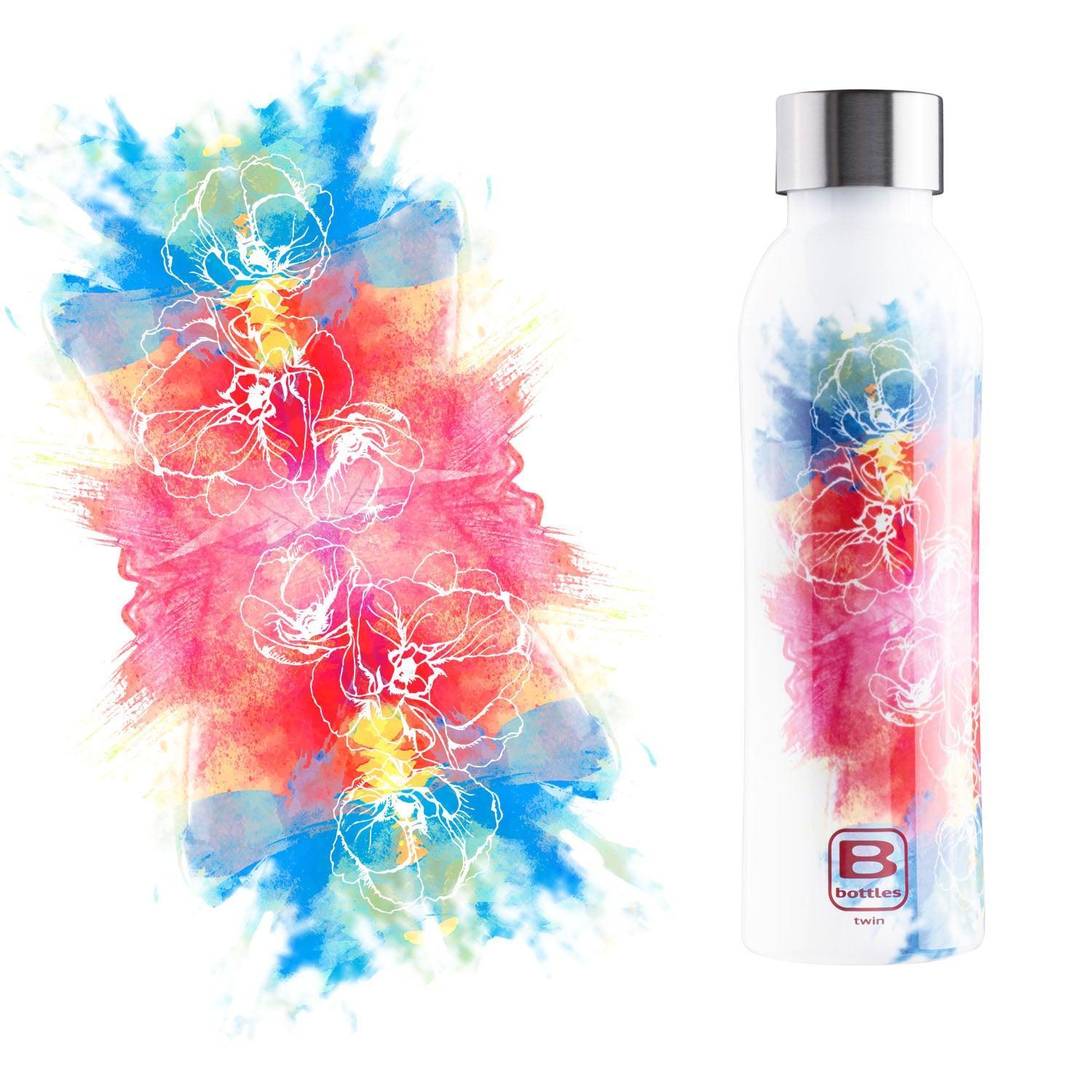 B Bottle  Twin 500 ml / 16.9 fl. oz.  Watercolor Red & Blue-Casa Bugatti USA