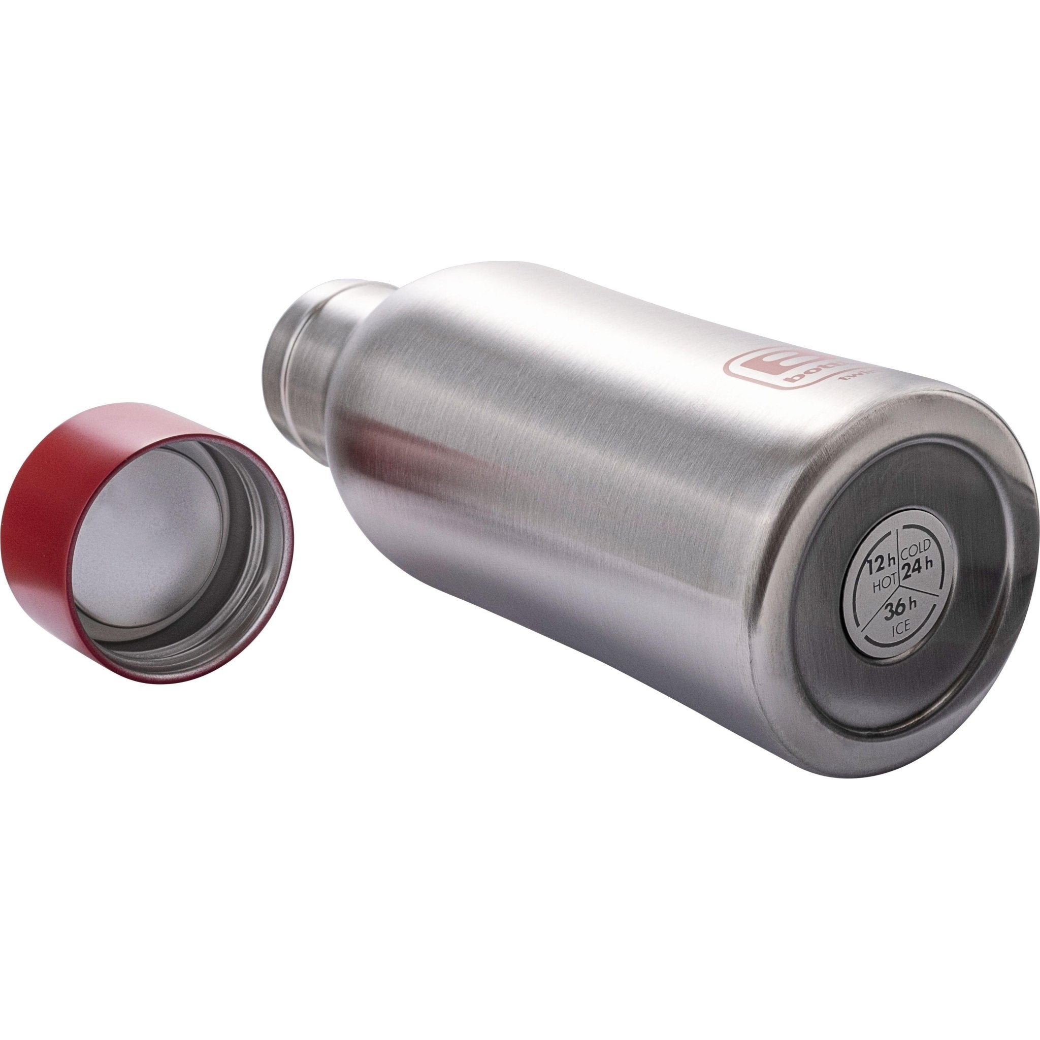 B Bottle  Twin 350 ml / 11.8 fl. oz  Steel Brushed Red Lid-Casa Bugatti USA