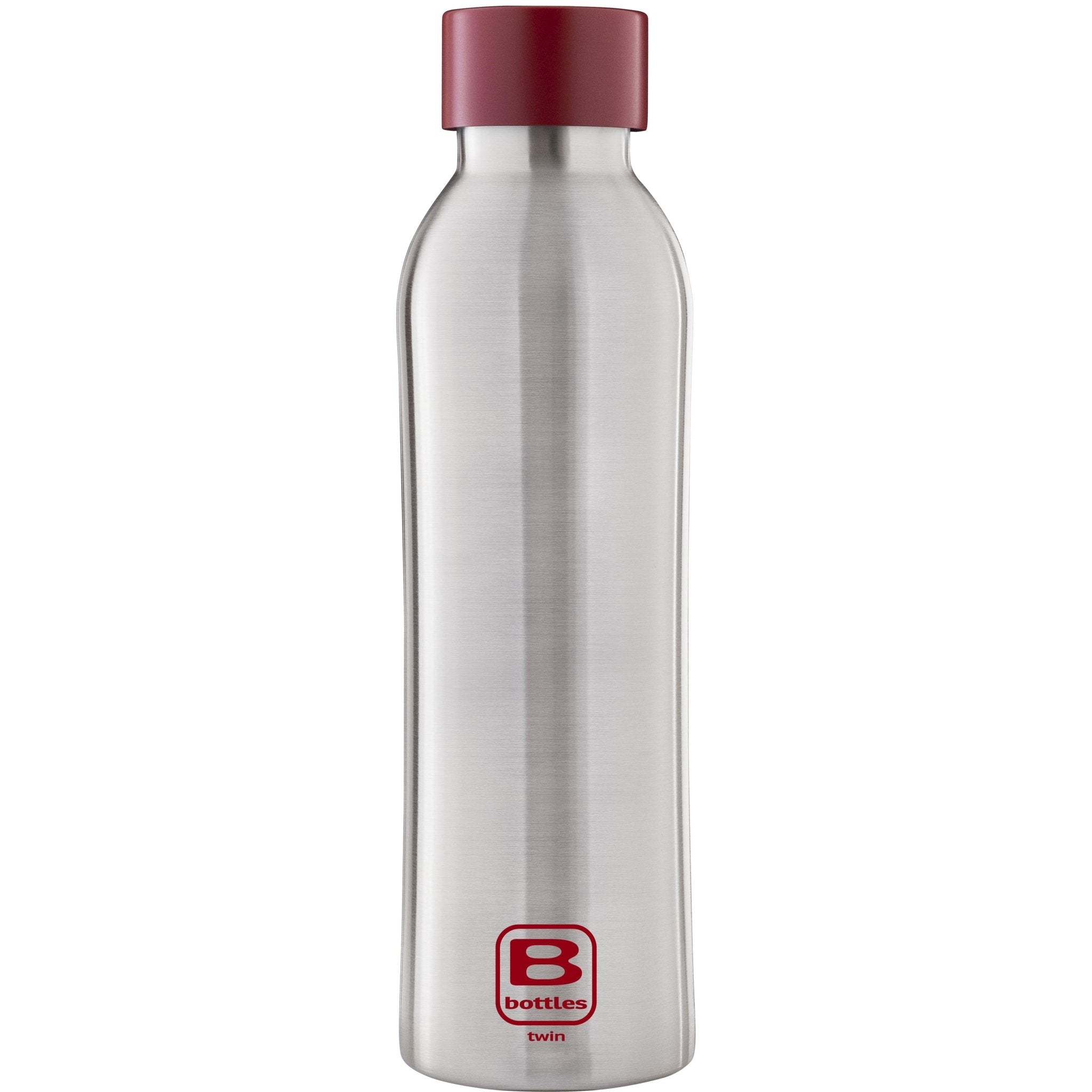 B Bottle  Twin 500 ml / 16.9 fl. oz.  Steel Brushed Red Lid-Casa Bugatti USA