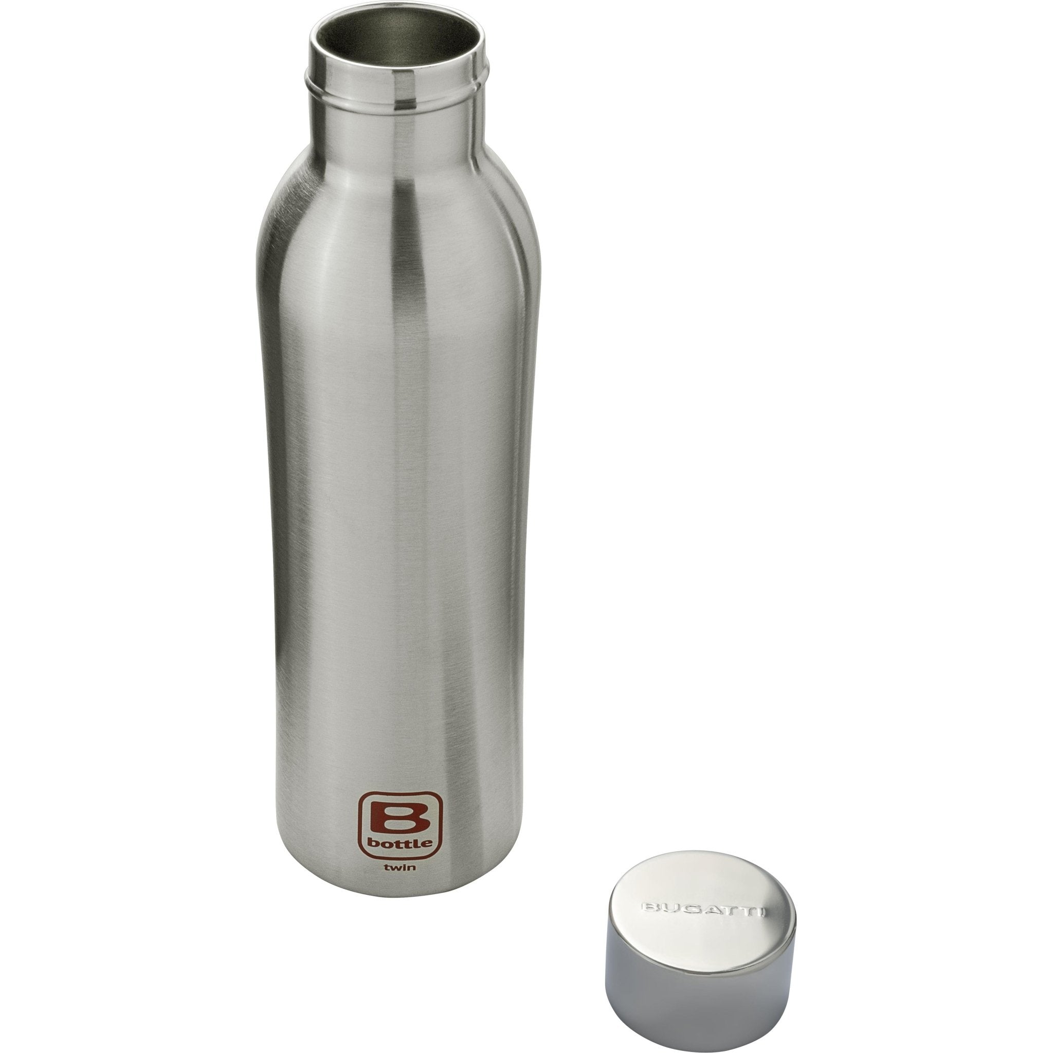 B Bottle  Twin 500 ml / 16.9 fl. oz.  Steel Brushed-Casa Bugatti USA