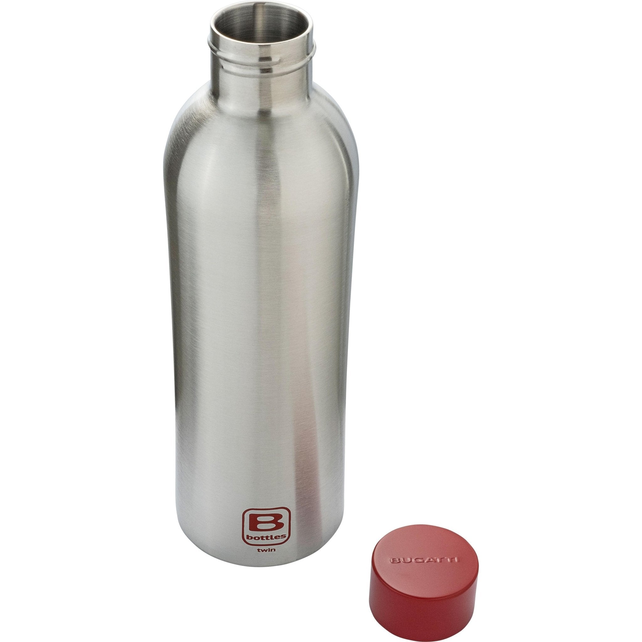 B Bottle  Twin 800 ml / 27 fl. oz.  Steel Brushed Red Lid-Casa Bugatti USA