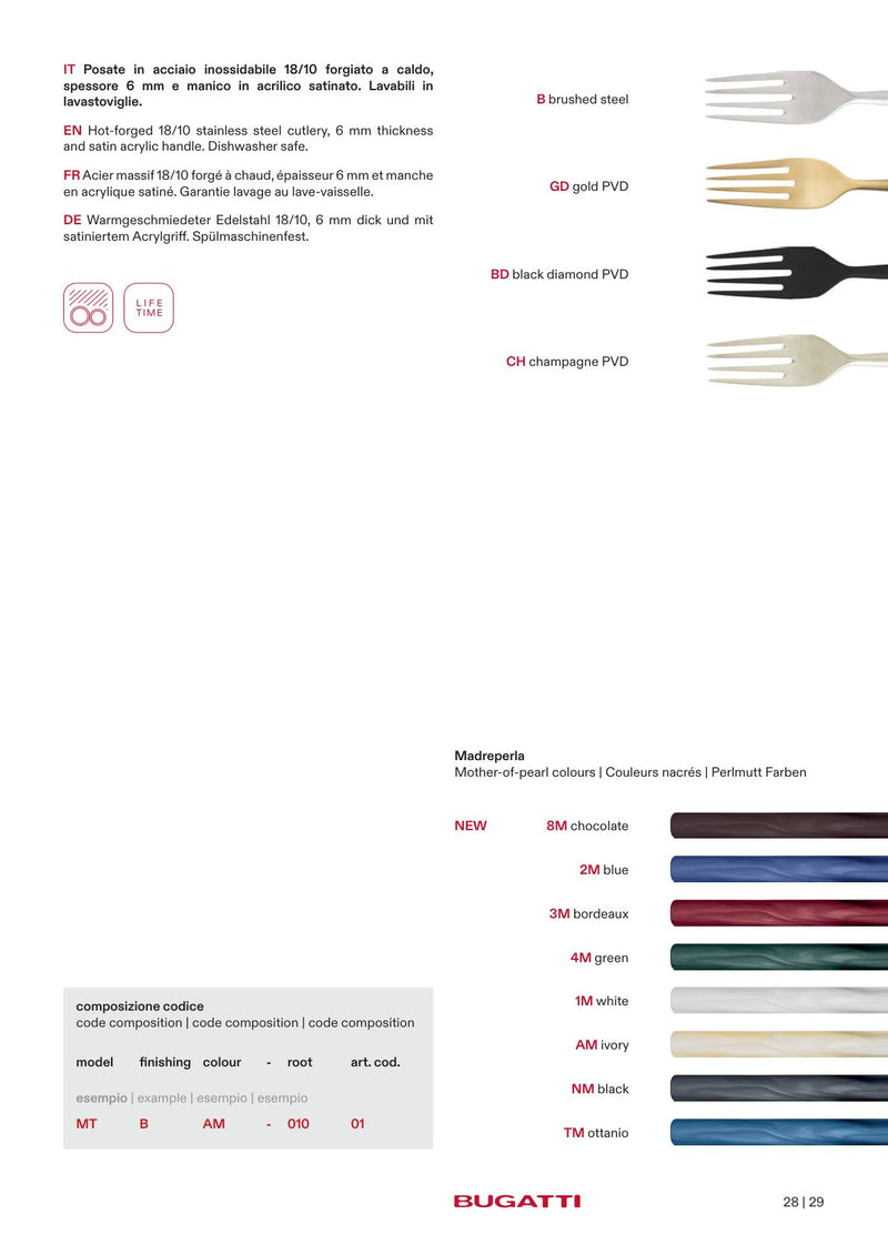Mediterraneo flatware, the pieces