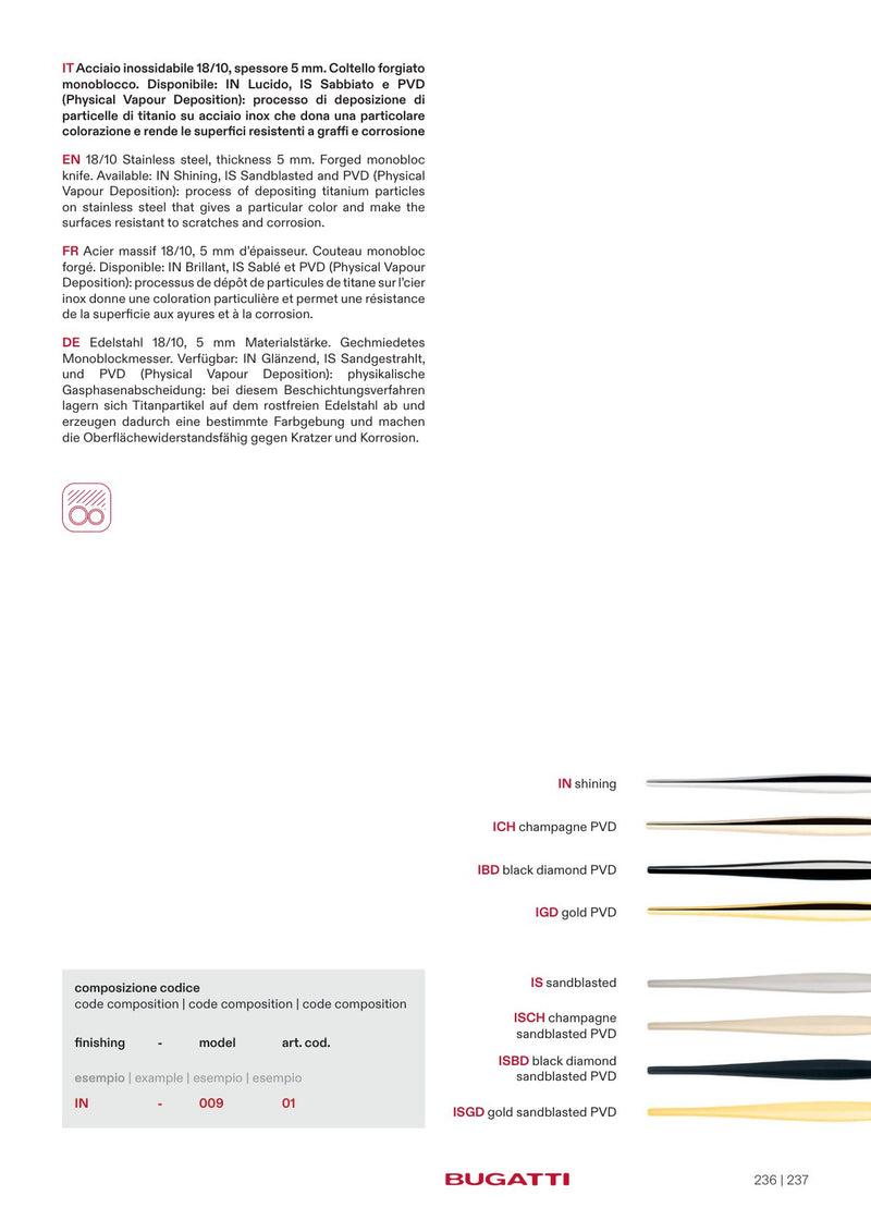 Natura flatware, the pieces