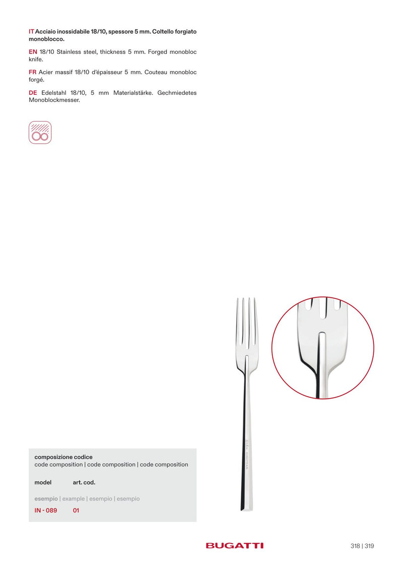 Duetto stainless flatware, the pieces