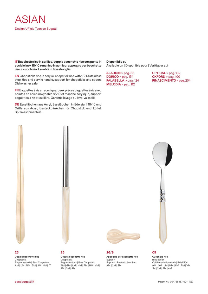Chopsticks and rests, the pieces