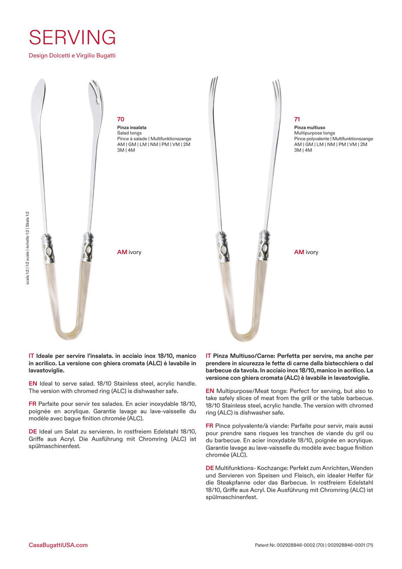 Multipurpose tongs, the pieces