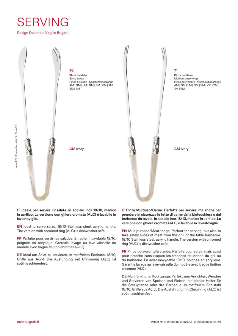 Multipurpose tongs, the pieces