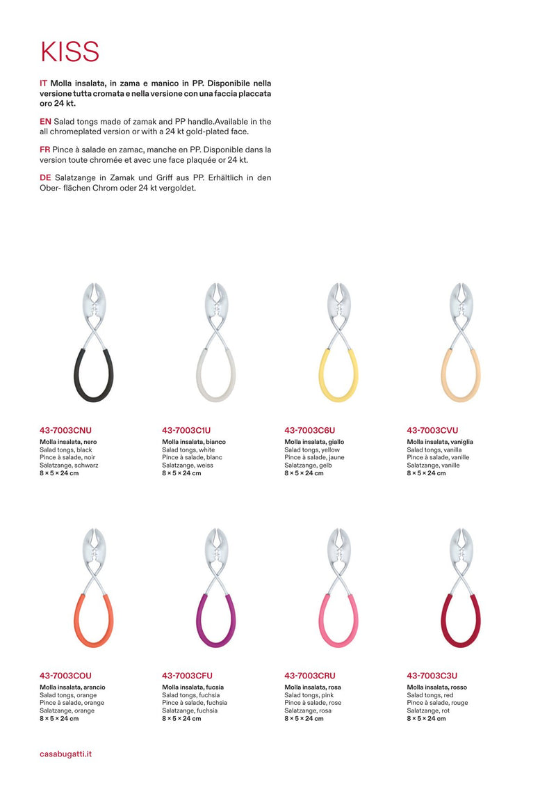 Kiss salad tongs in every color, catalogue page
