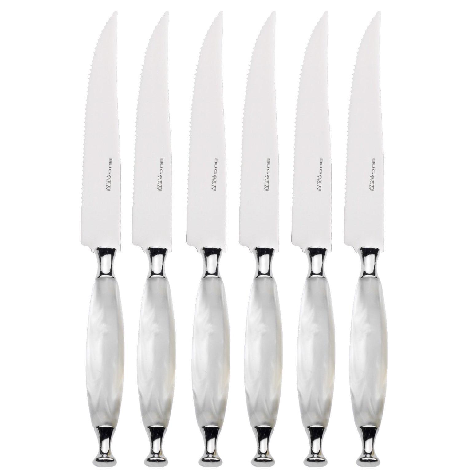 Country 6 Piece Steak knife Set - WHITE-Casa Bugatti USA