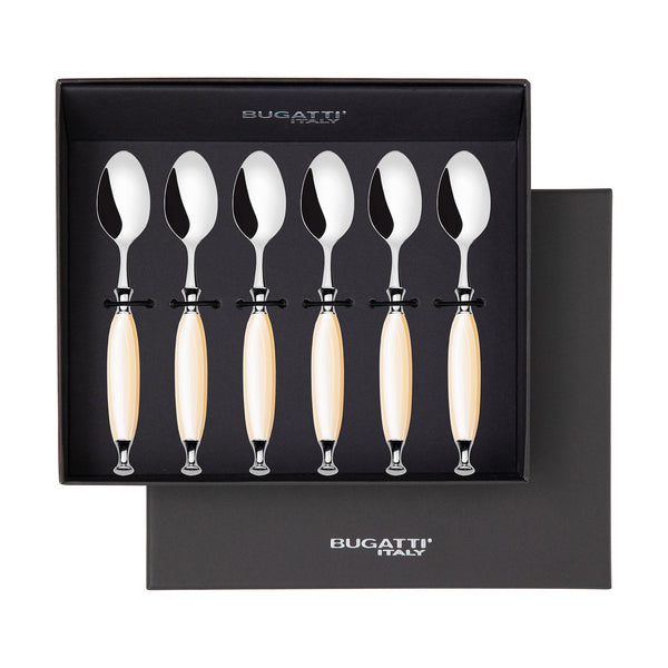 Country Moka 6 Piece Moka Spoon Set in gift box Ivory-Casa Bugatti USA