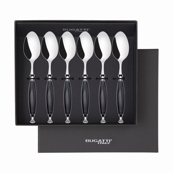 Country 6 Piece Coffee Spoon Set in gift box - Black