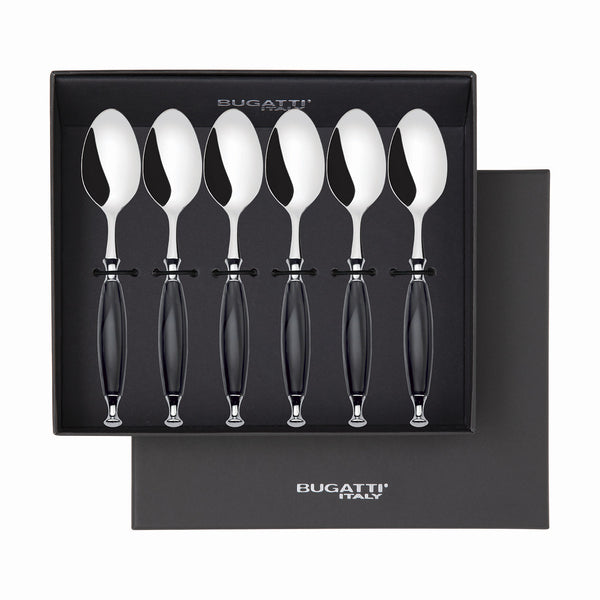 Country 6 Piece Coffee Spoon Set in gift box - Black