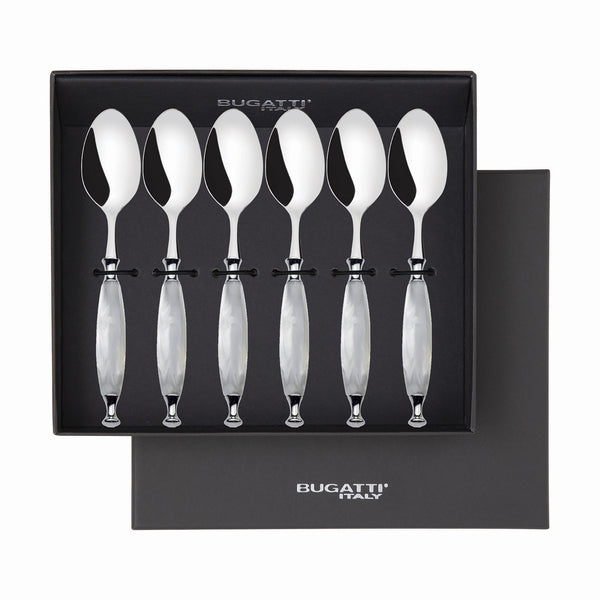 Country 6 Piece Coffee Spoon Set in gift box - White