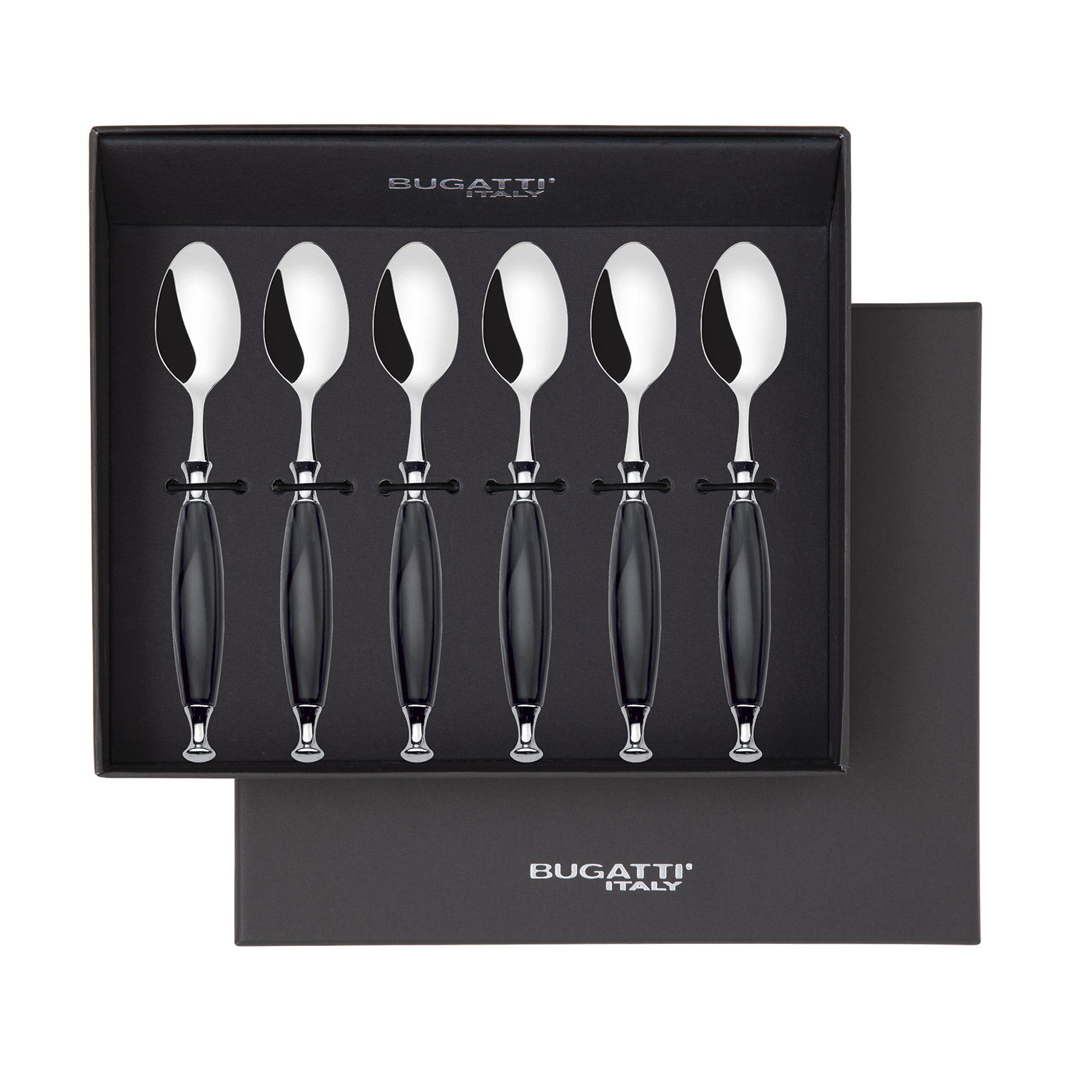 Country 6 Piece Moka Spoon Set in gift box Black
