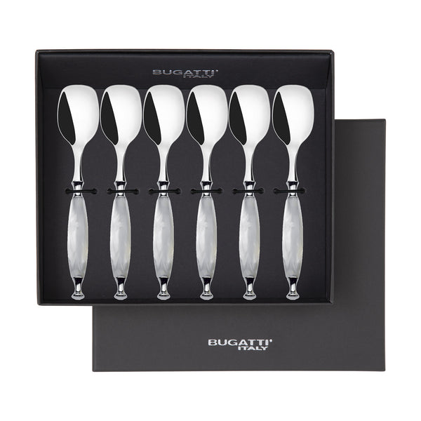 Country Ice Cream Spoons Set in gift box - White