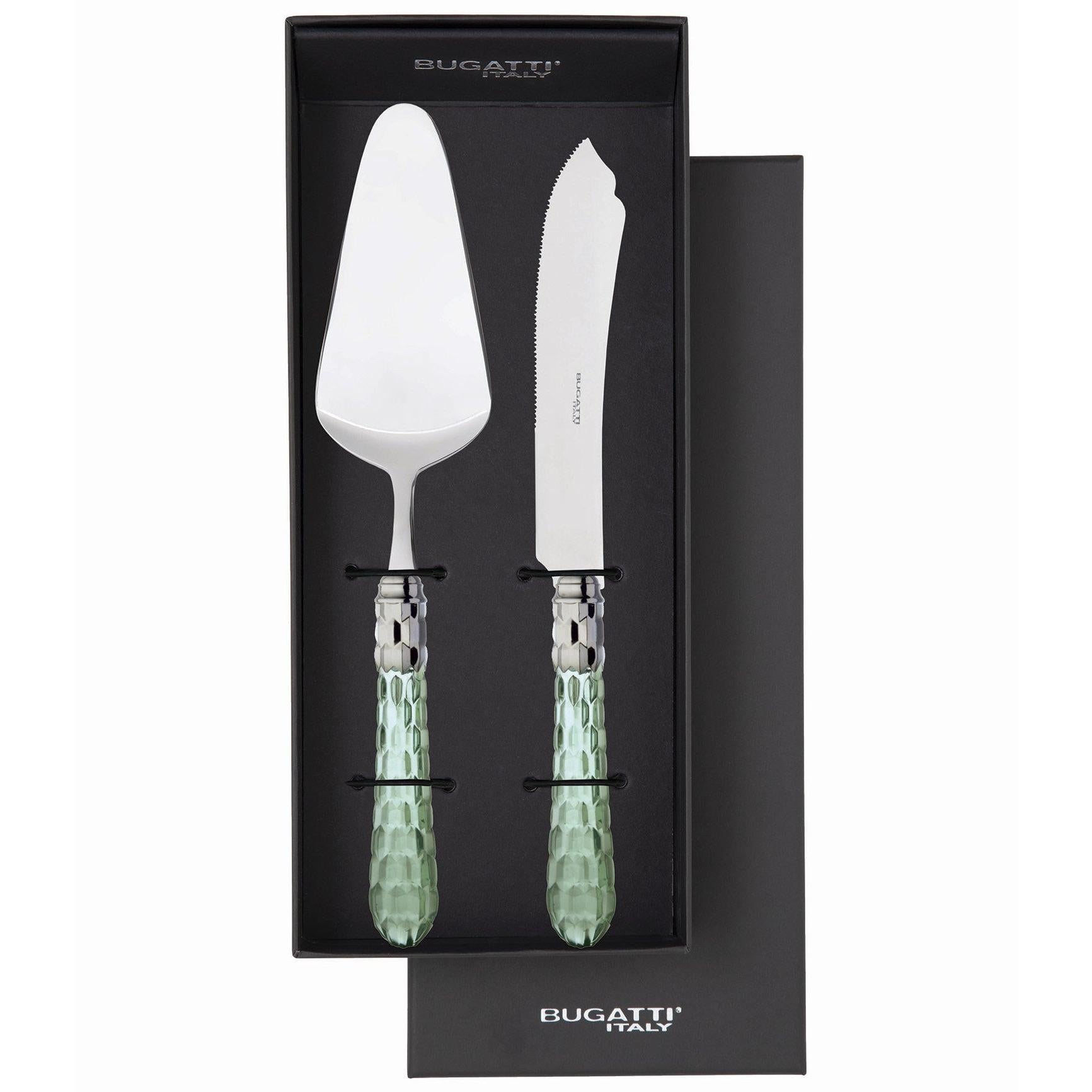 Cristallo Brilliant 2 Piece Cake Serving set - Green Clear