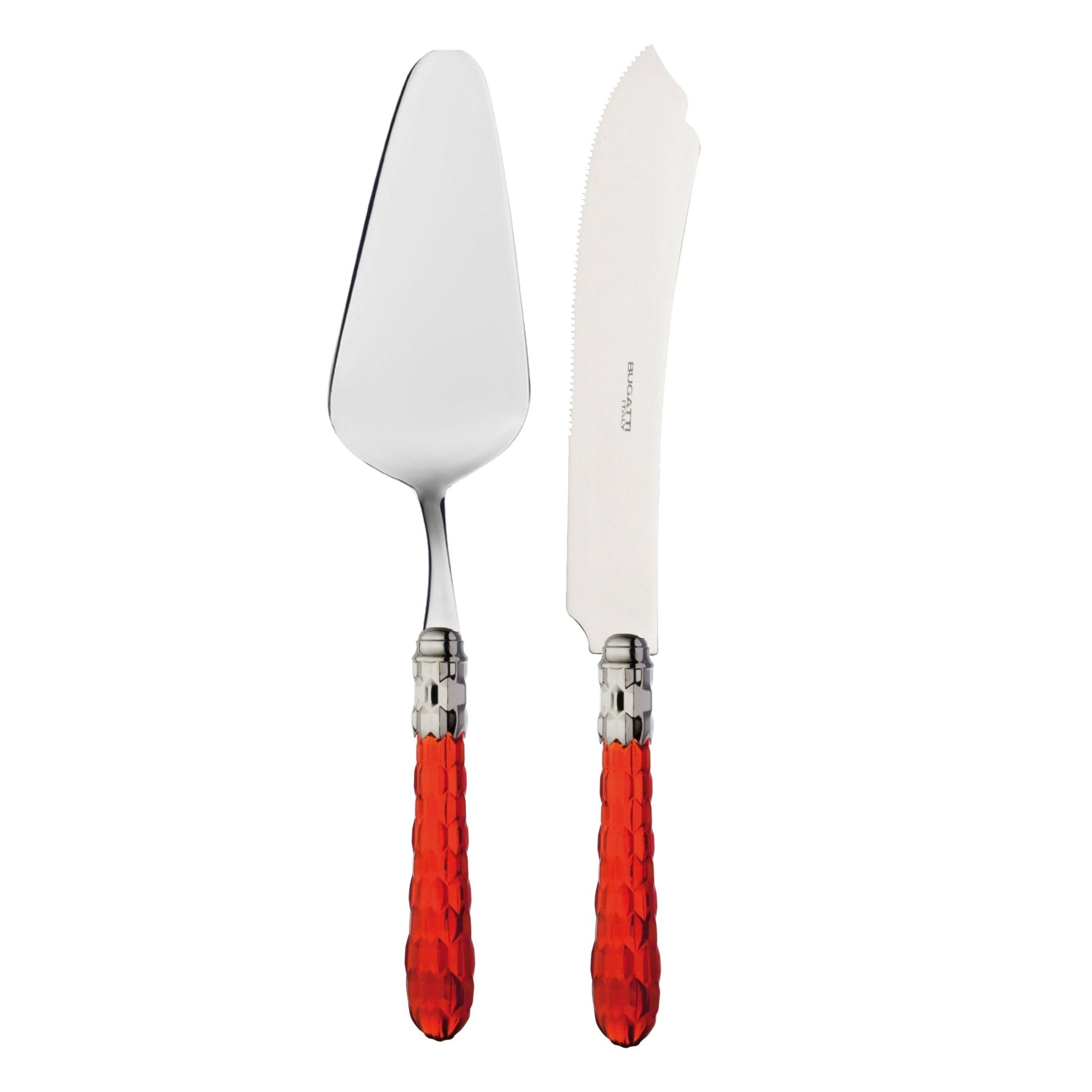 Cristallo Brilliant 2 Piece Cake Serving set - Red Clear