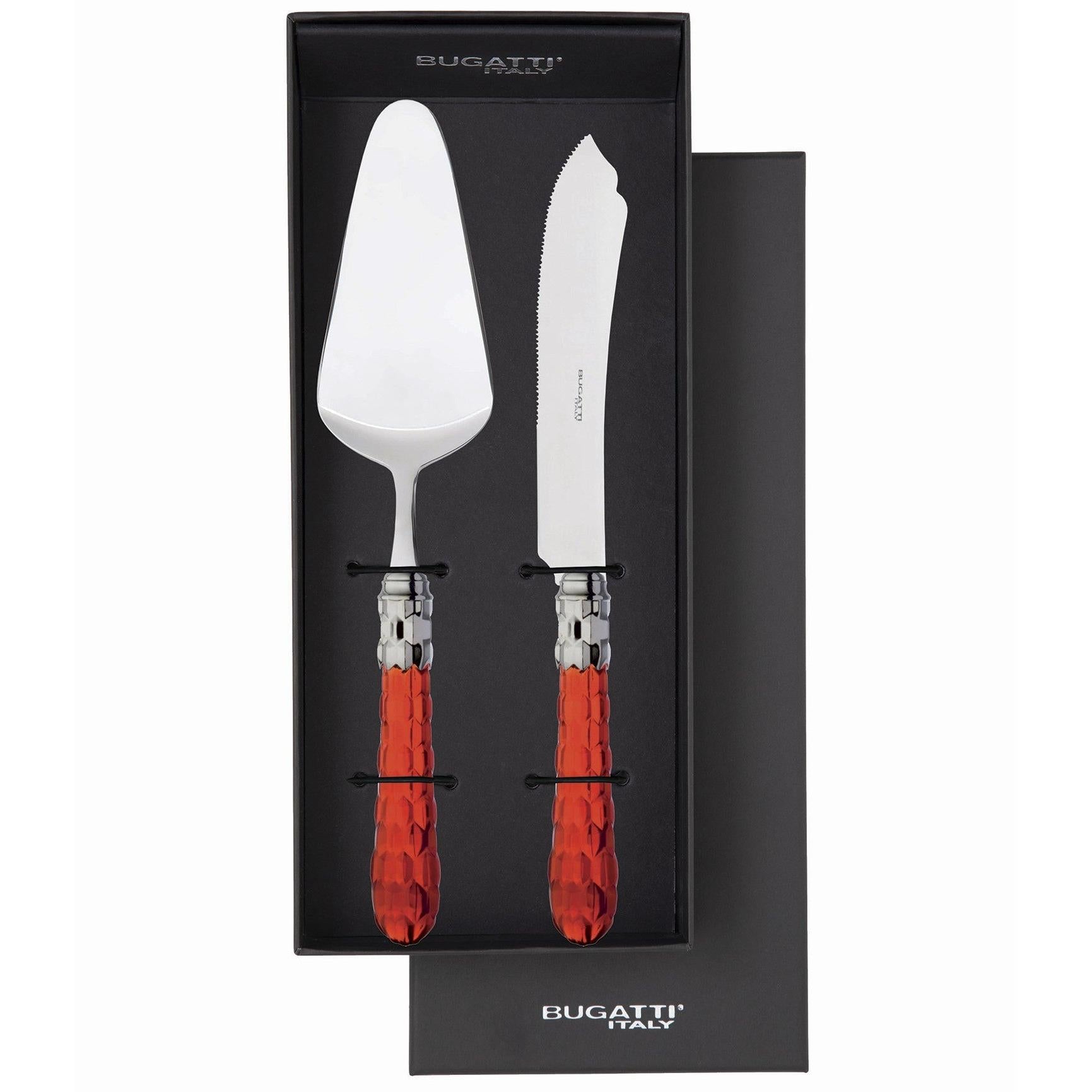 Cristallo Brilliant 2 Piece Cake Serving set - Red Clear
