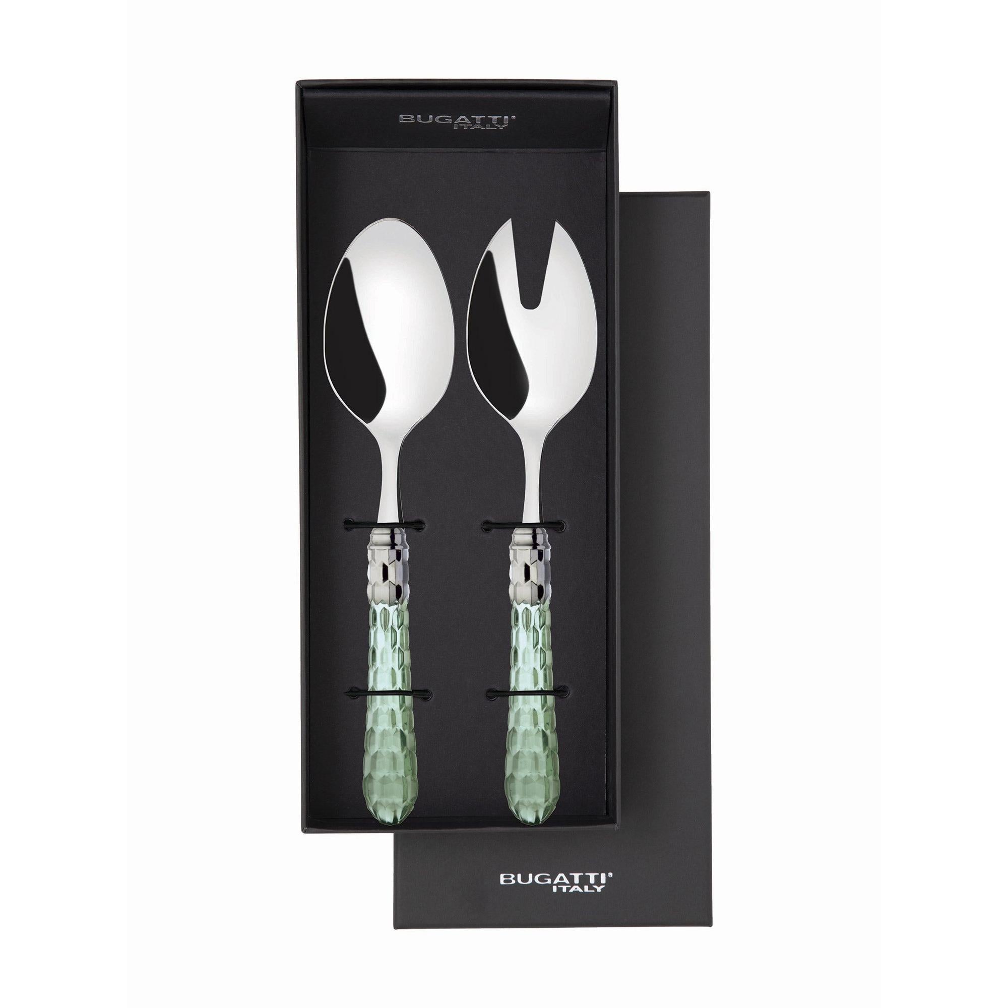 Cristallo Brilliant 2 Piece Salad Servers  - Green Clear