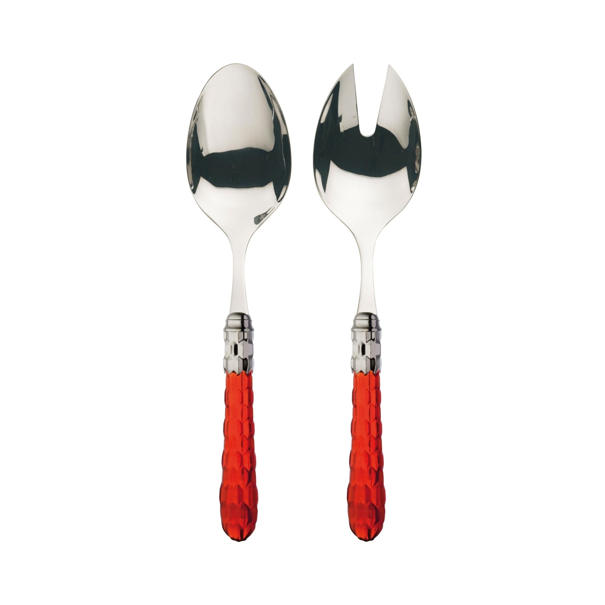 Cristallo Brilliant 2 Piece Salad Servers  - red clear
