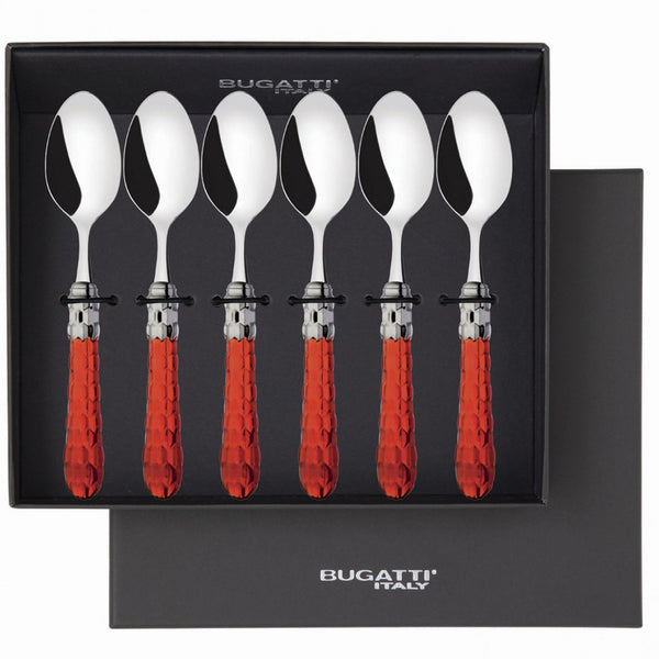 Cristallo Brilliant 6 Piece Coffee Spoon Set - Red Clear