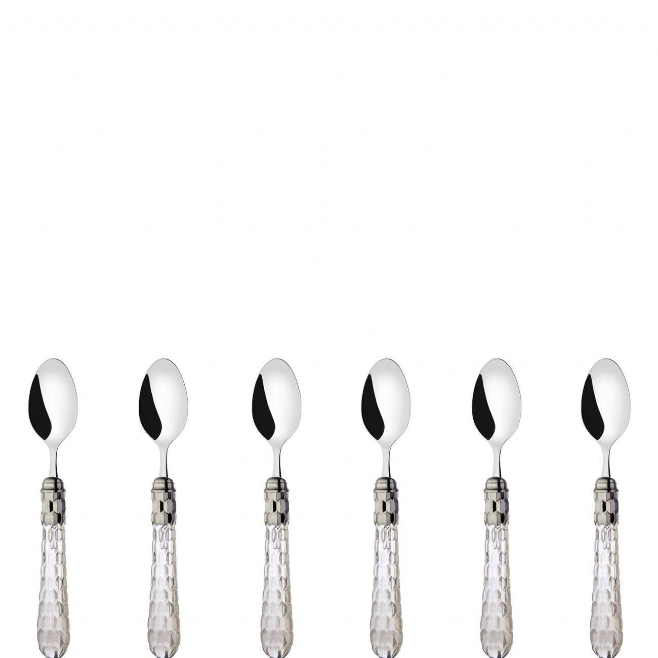 Cristallo Brilliant 6 Piece Moka Spoon Set in gift box Clear