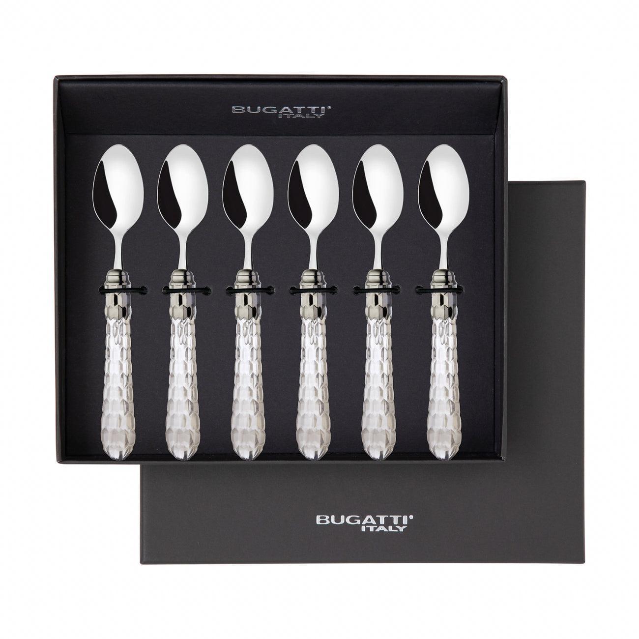 Cristallo Brilliant 6 Piece Moka Spoon Set in gift box Clear