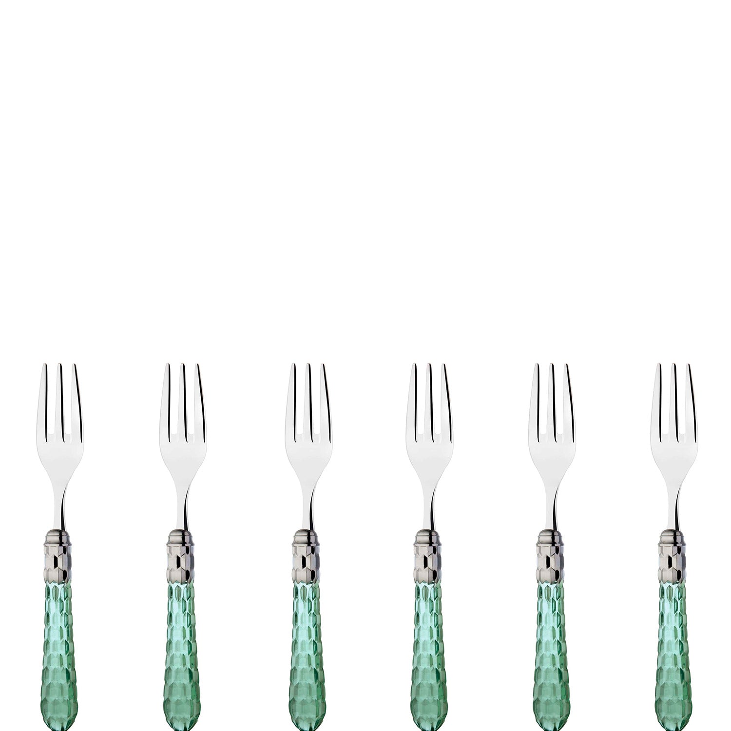 Cristallo Brilliant Cocktail / Cake Fork Set -  Green Clear