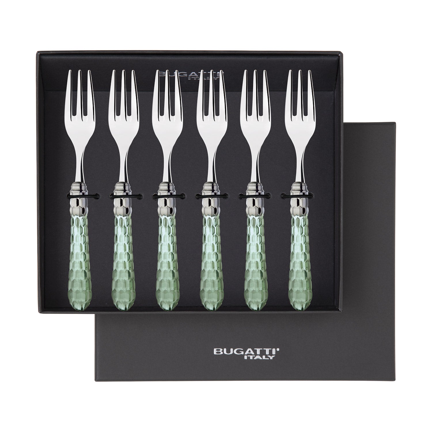 Cristallo Brilliant Cocktail / Cake Fork Set -  Green Clear