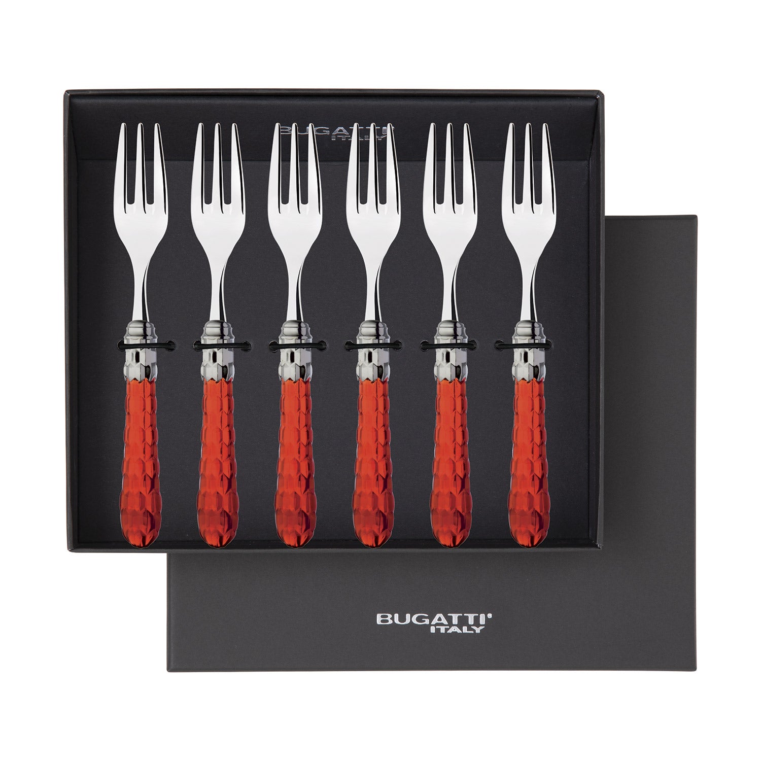 Cristallo Brilliant Cocktail Forks Set red clear-Casa Bugatti USA