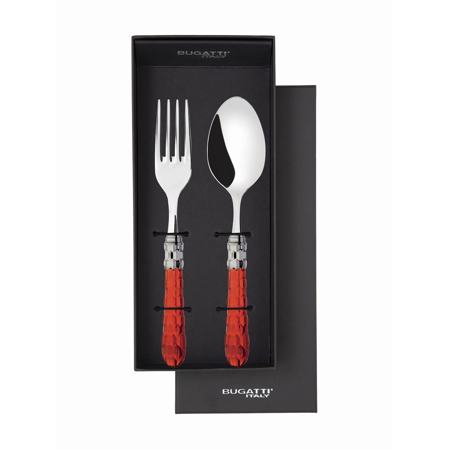 Cristallo Brilliant 2 Piece Serving Set - Red Clear-Casa Bugatti USA