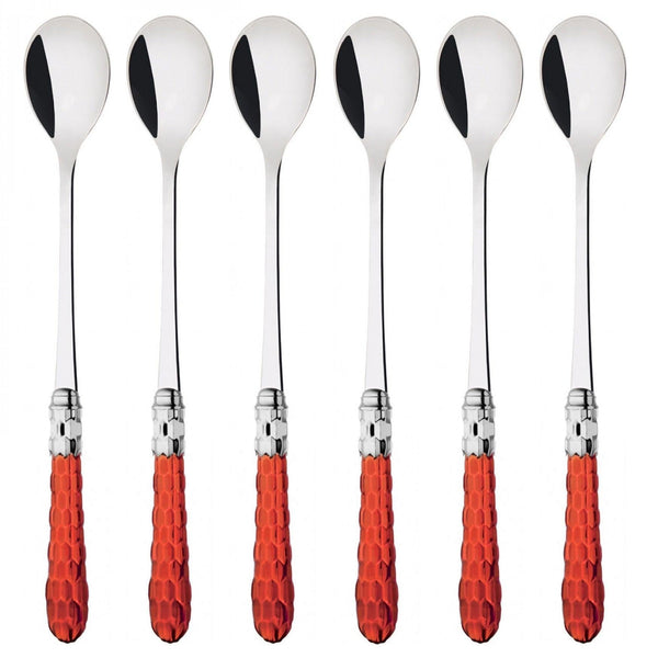Cristallo Brilliant Ice Tea / Cocktail Spoon Set - Red Clear-Casa Bugatti USA