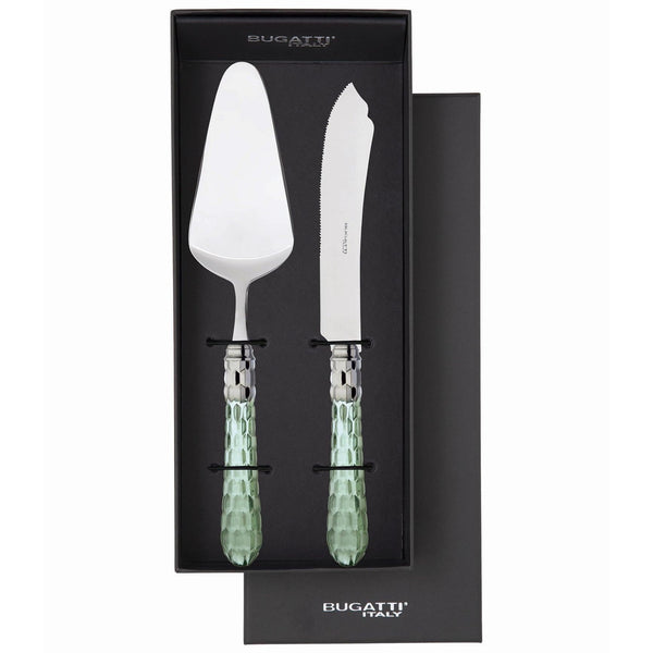 Cristallo Brilliant 2 Piece Cake Serving set, Green Clear — Casa Bugatti