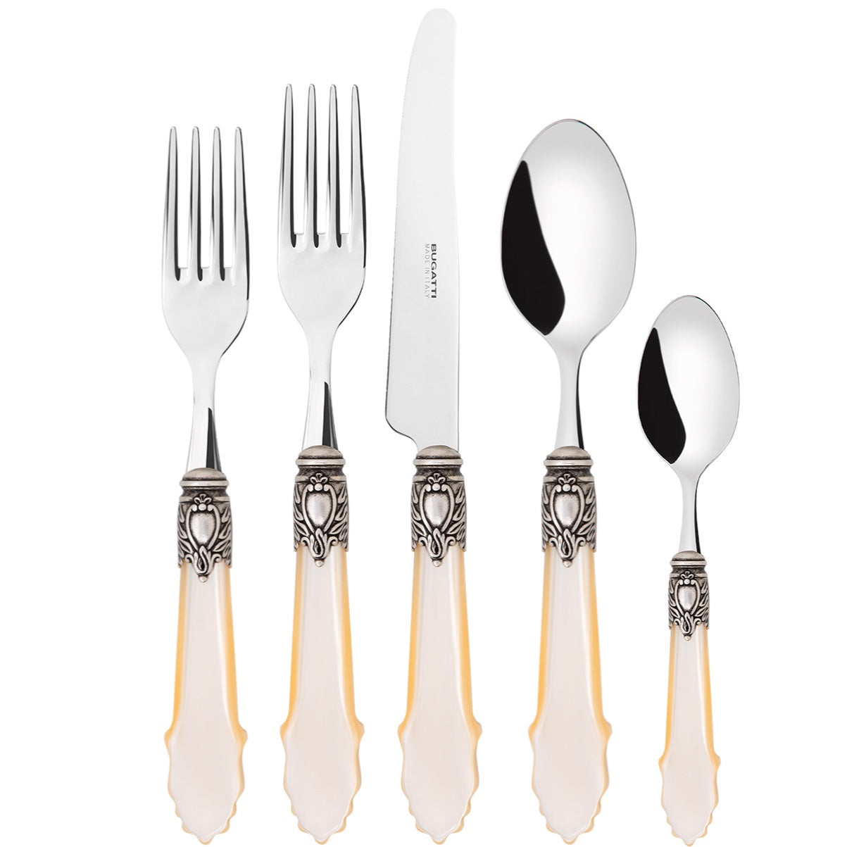 Eclat Antique 5 Piece Place Setting, Ivory — Casa Bugatti