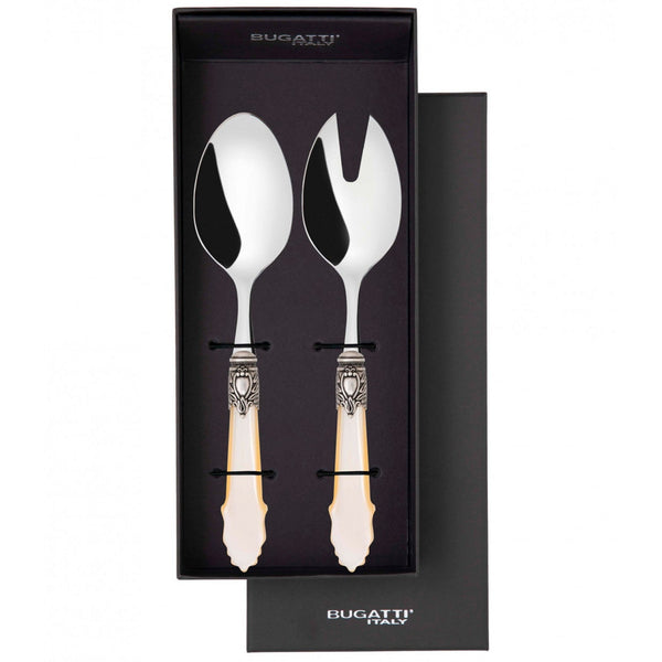 Eclat Antique 2 Piece Salad Serving Set - Ivory-Casa Bugatti USA