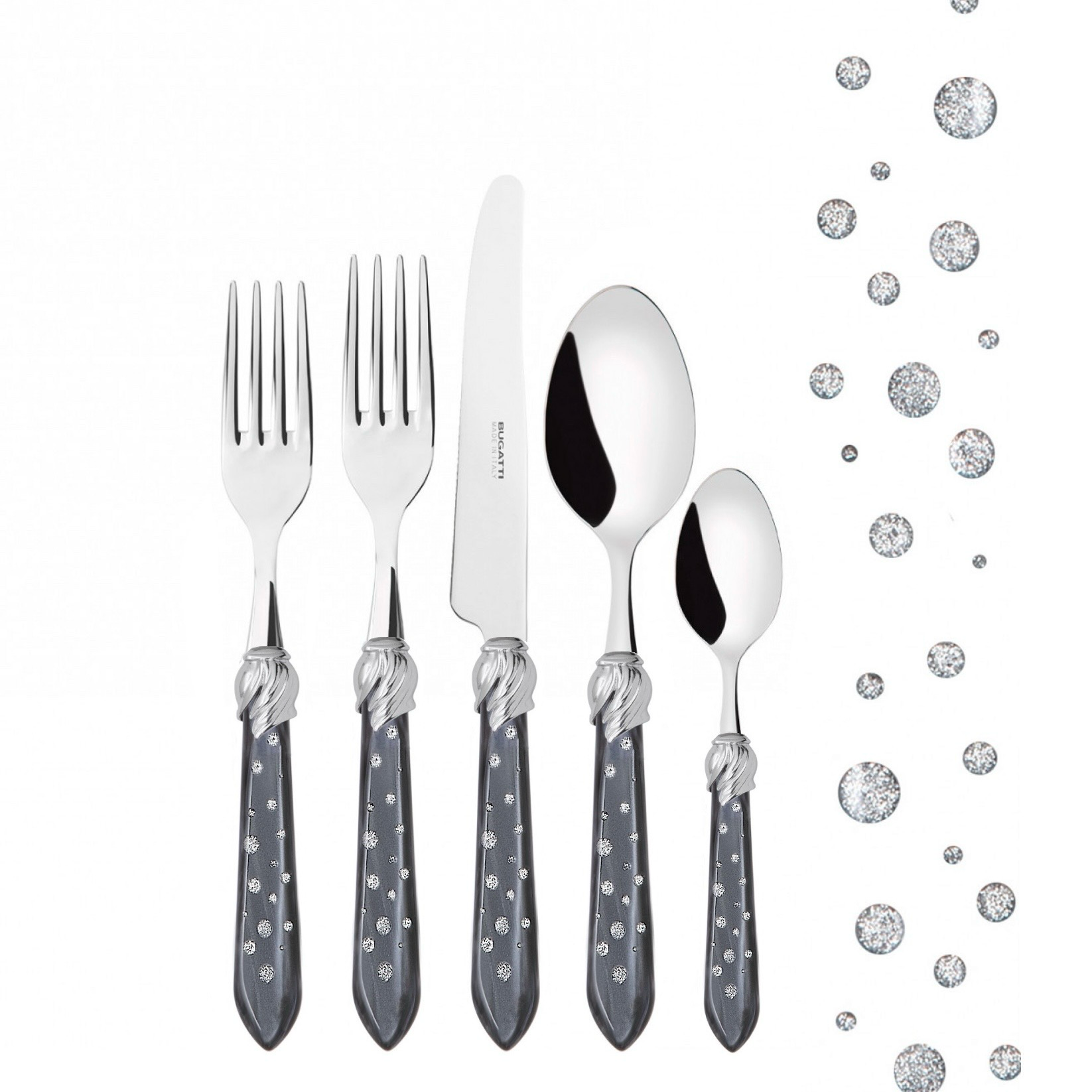 Falabella 5 Piece Place Setting - CHARCOAL-Casa Bugatti USA