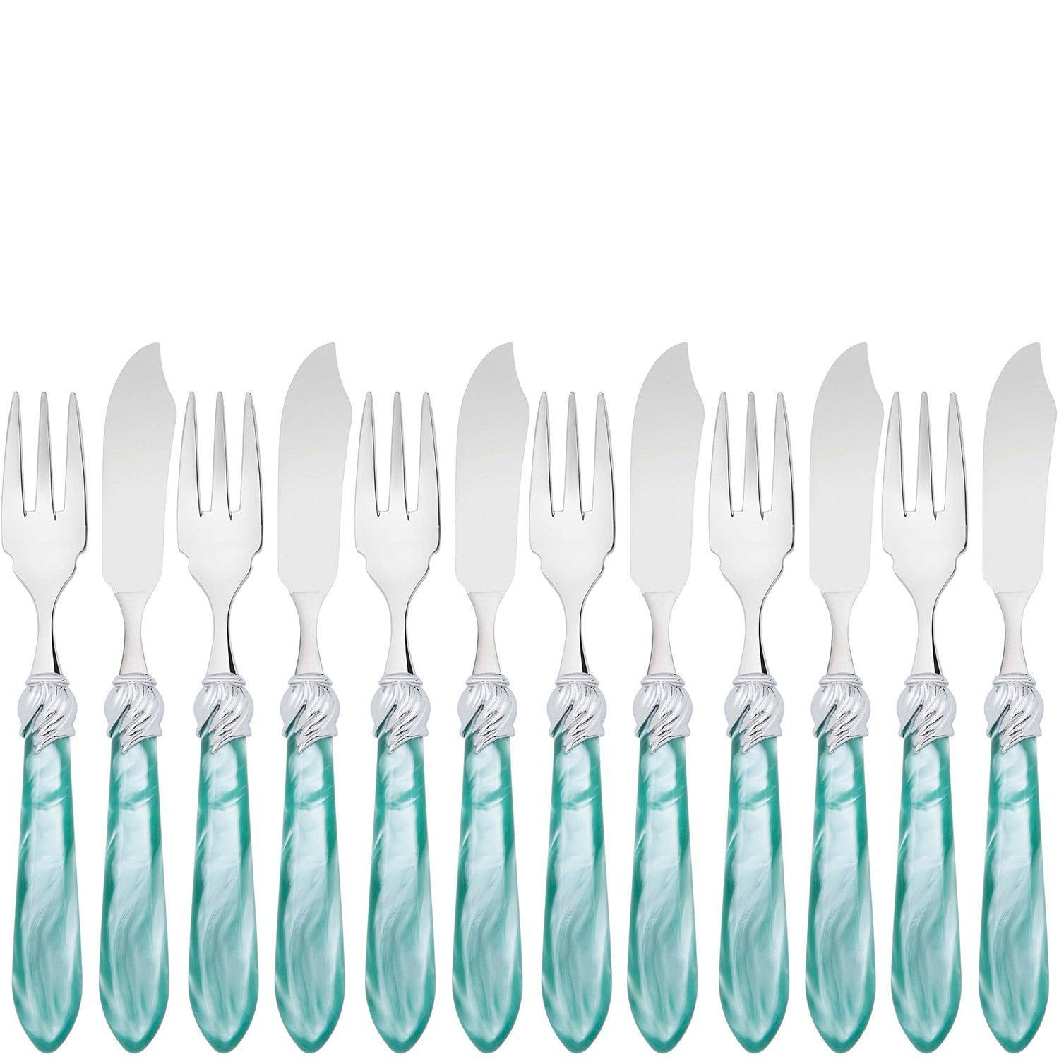 Falabella Brilliant 12 Piece Fish Set - aqua