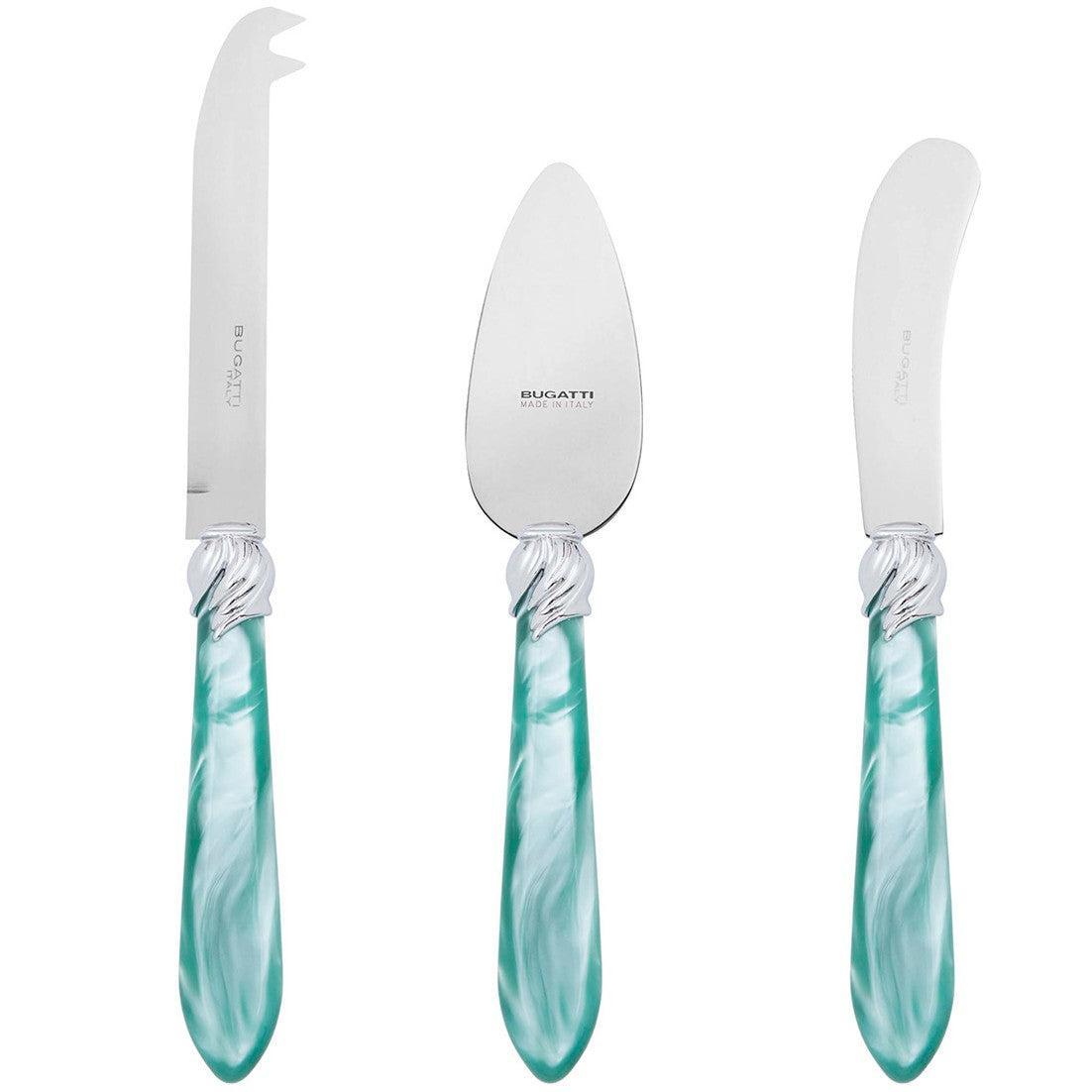 Falabella Brilliant 3 Piece Cheese Knife Set - aqua