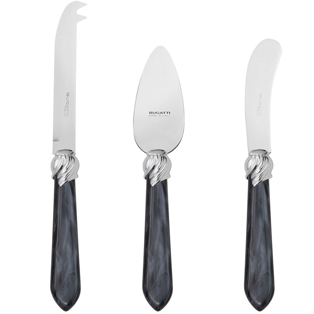 Falabella Brilliant 3 Piece Cheese Knife Set - charcoal-Casa Bugatti USA
