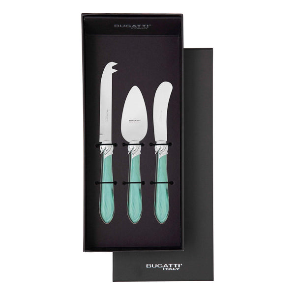 Falabella Brilliant 3 Piece Cheese Knife Set - Emerald Green