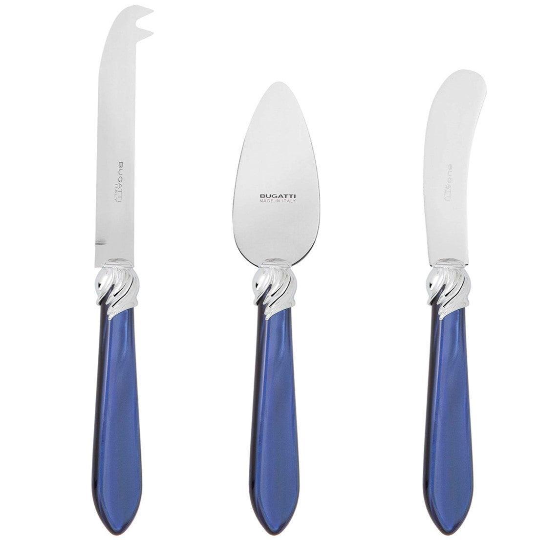 Falabella Brilliant 3 Piece Cheese Knife Set - royal blue