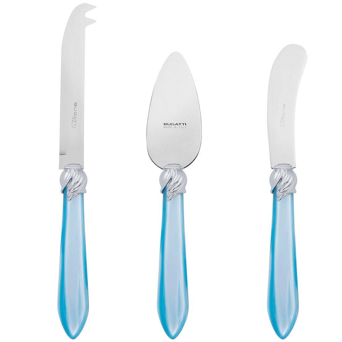 Falabella Brilliant 3 Piece Cheese Knife Set - sky blue
