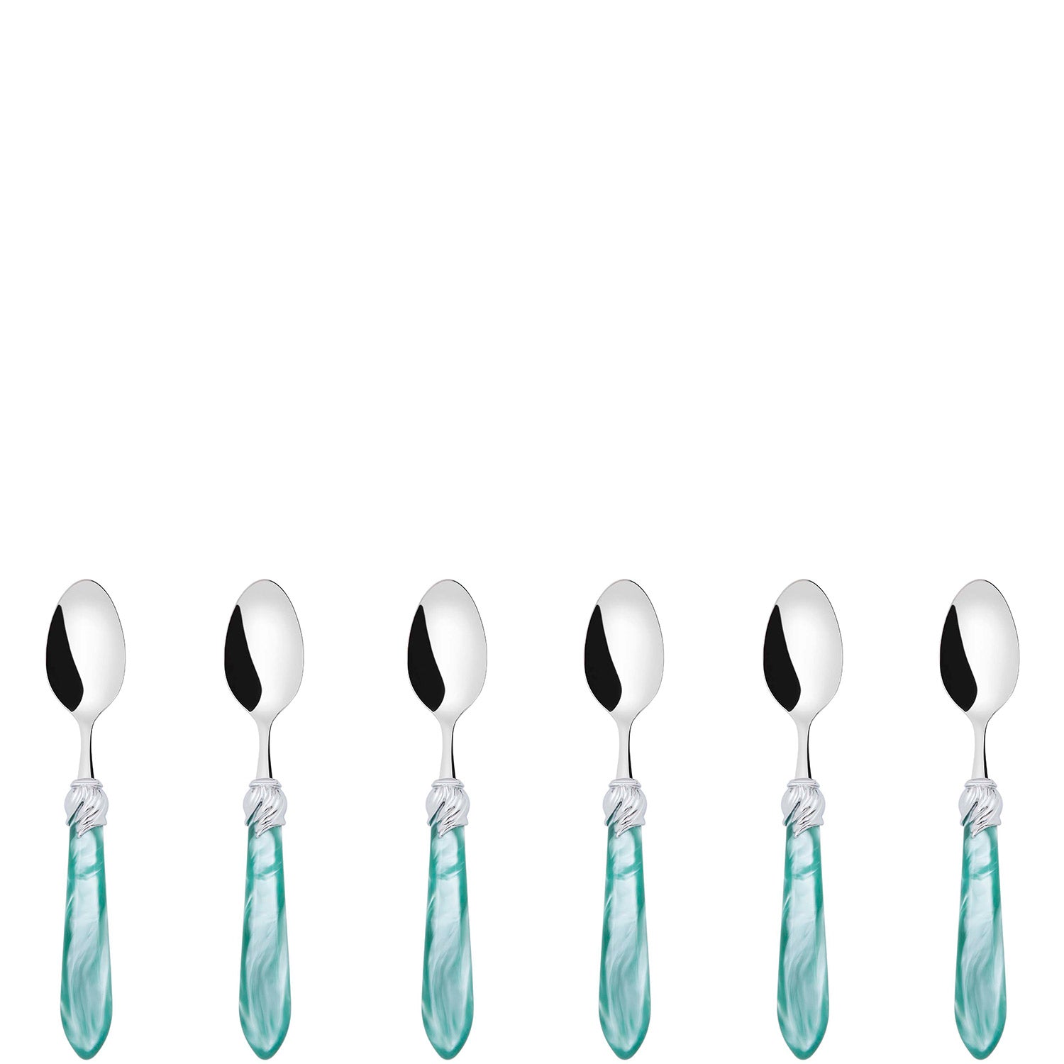 Falabella Brilliant 6 Piece Moka Spoon Set in gift box aqua