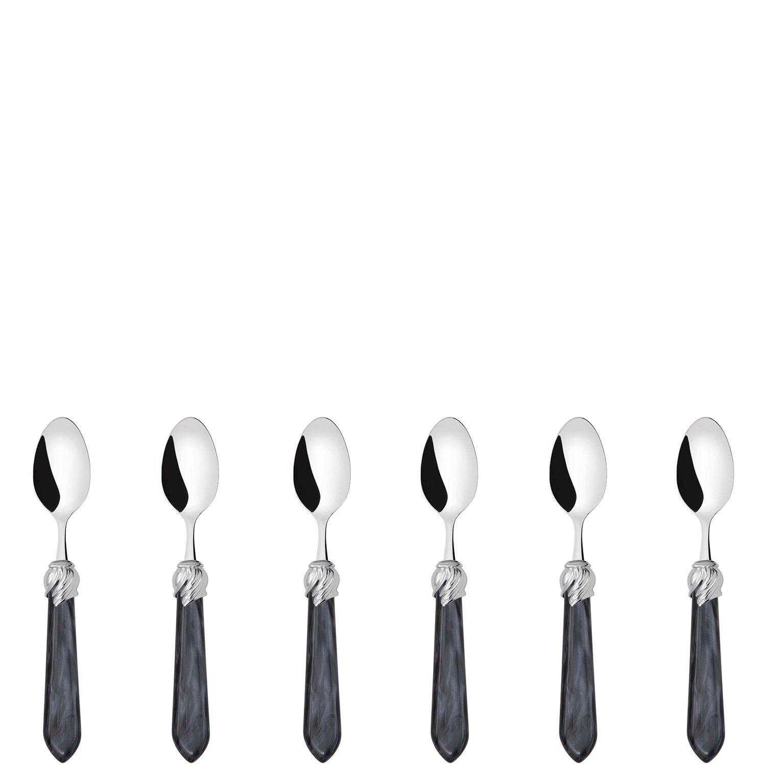 Falabella Brilliant 6 Piece Moka Spoon Set in gift box charcoal-Casa Bugatti USA