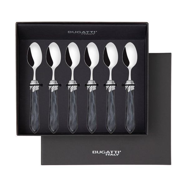 Falabella Brilliant 6 Piece Moka Spoon Set in gift box charcoal