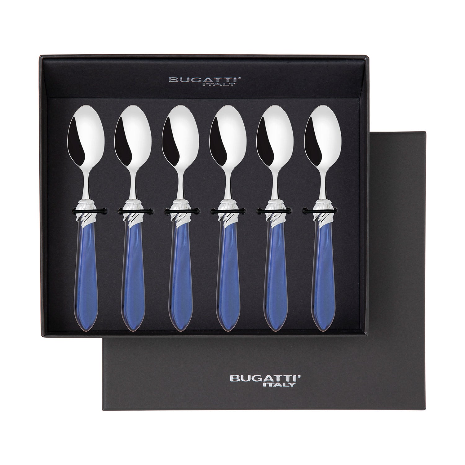 Falabella Brilliant 6 Piece Moka Spoon Set in gift box royal blue