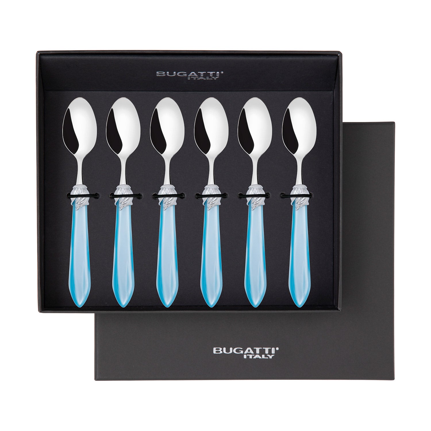 Falabella Brilliant 6 Piece Moka Spoon Set in gift box sky blue