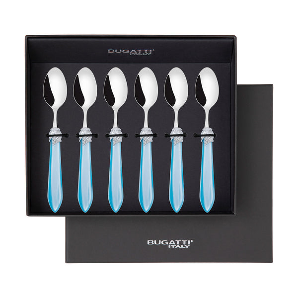 Falabella Brilliant 6 Piece Moka Spoon Set in gift box sky blue