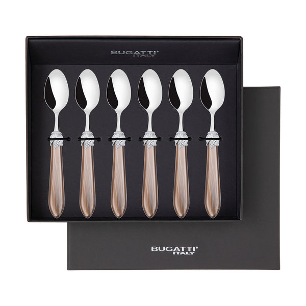 Falabella Brilliant 6 Piece Moka Spoon Set in gift box taupe