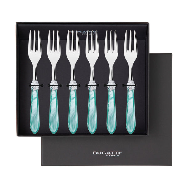 Falabella Brilliant Cocktail / Cake Fork Set in gift box - Aqua